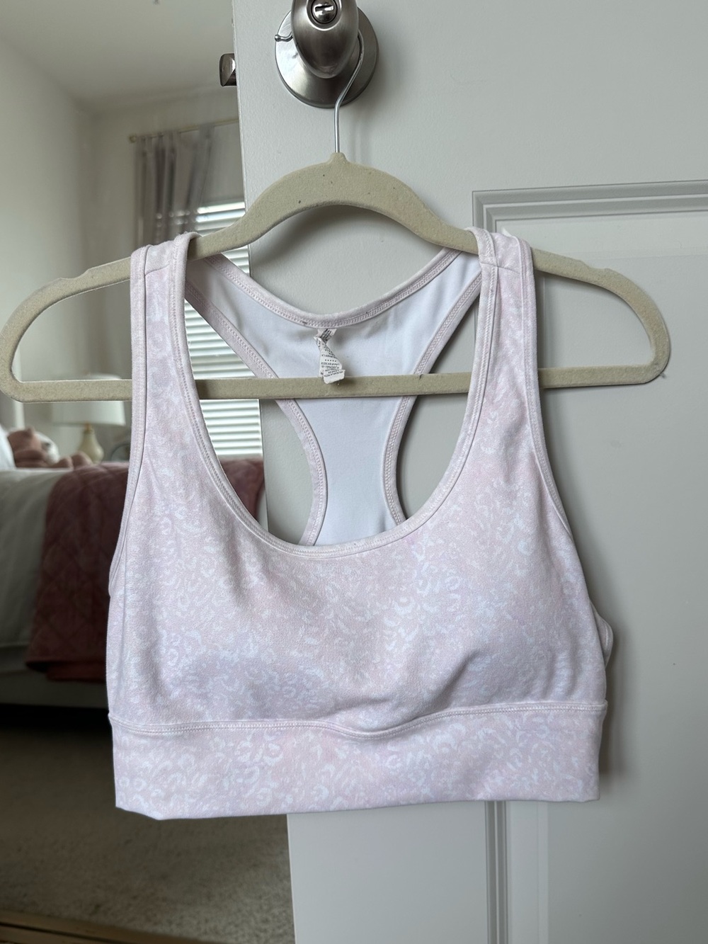 RBX Light Pink Paisley Racerback Sports Bra